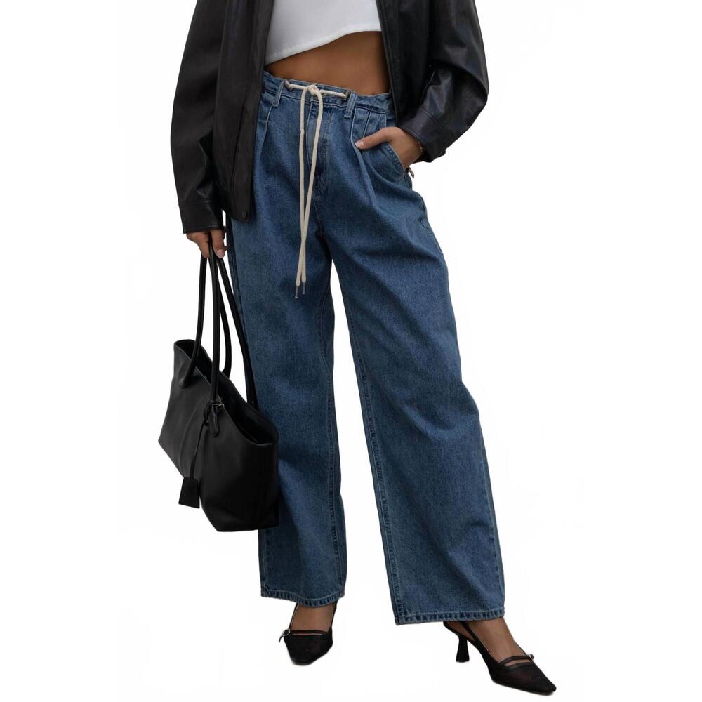 NEW COLLECTIVE pleated drawstring jeans in blue